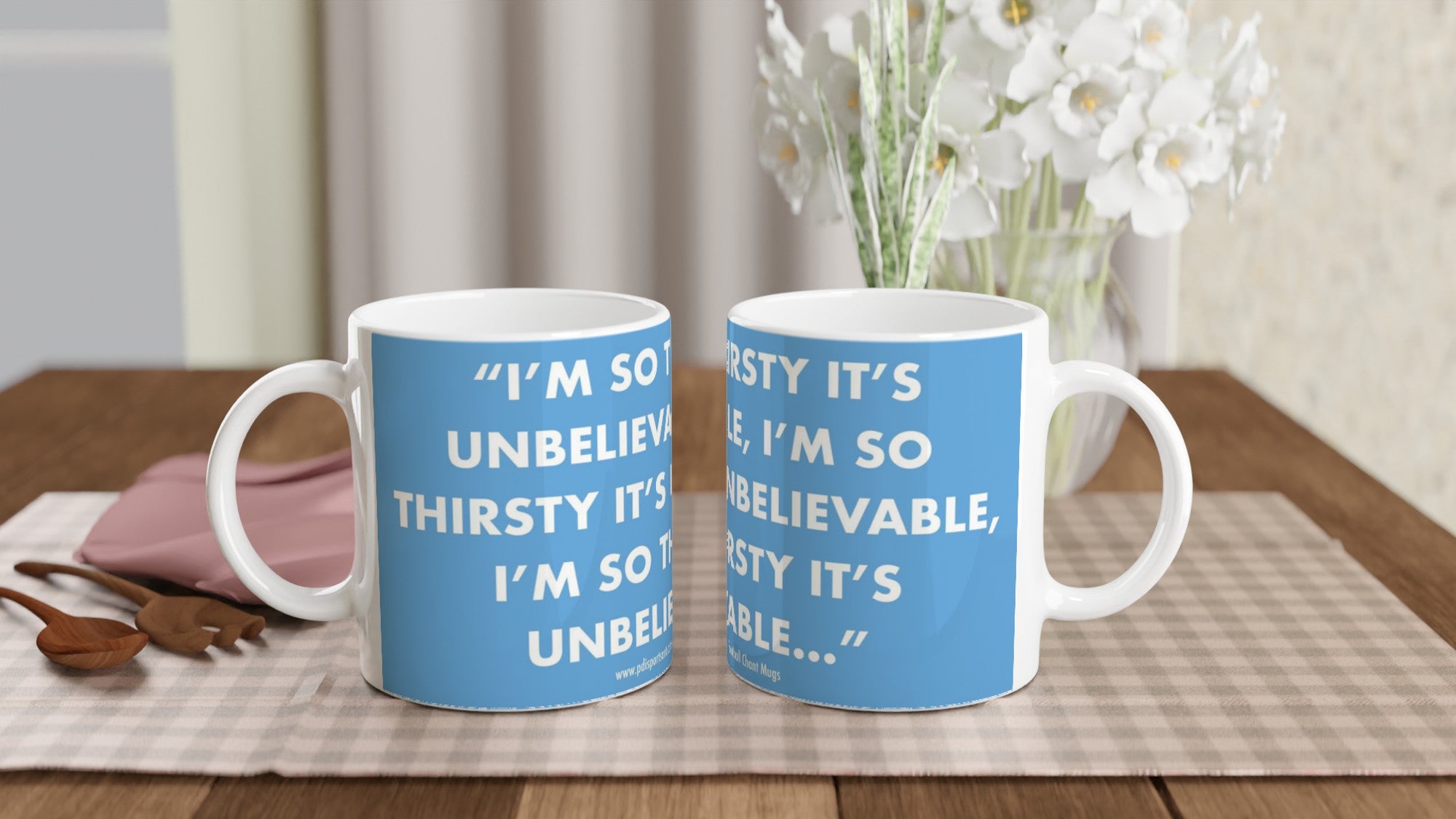 White ceramic Man City unbelievable team chant mug