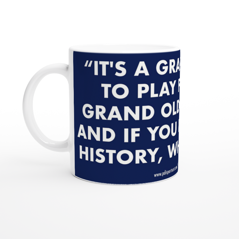 White ceramic Tottenham grand old tea chant mug