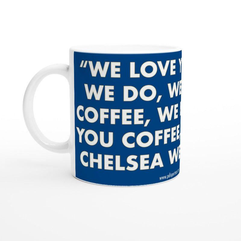 White ceramic Chelsea FC we love you coffee mug