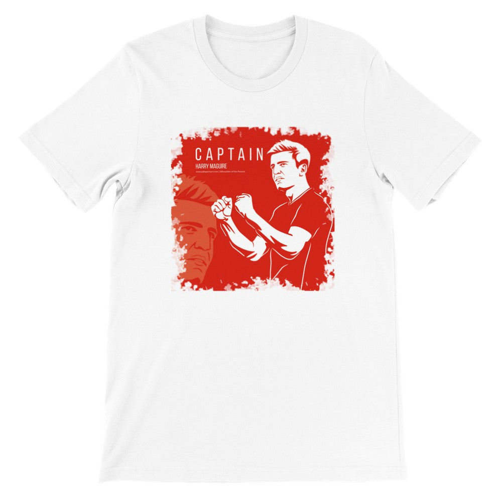 Harry Maguire silhouette numbered premium print on white T-shirt