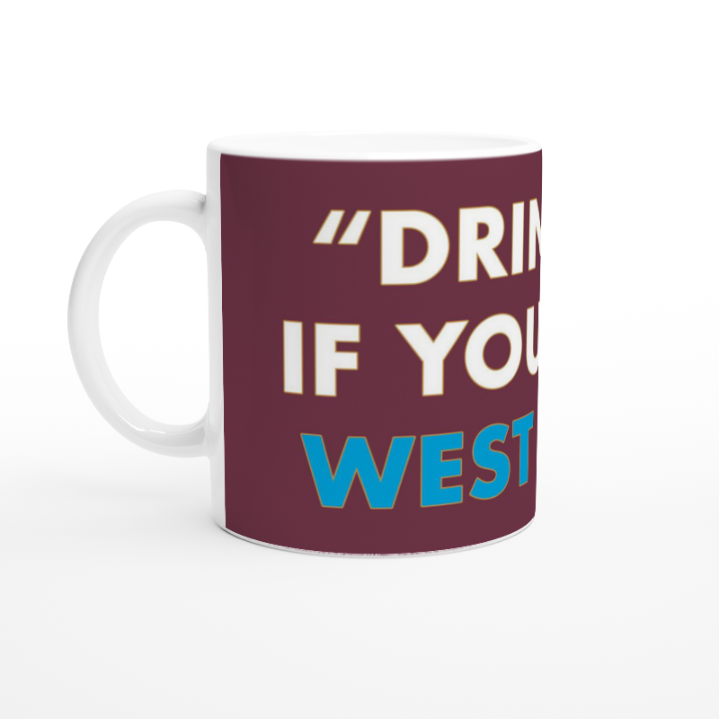 White ceramic West Ham United drink up mug